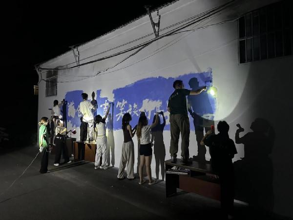 夏夜笔织千重景，繁星汗作色彩画——英国上市公司365“烛梦园光”实践团赴鱼台创作乡韵墙绘